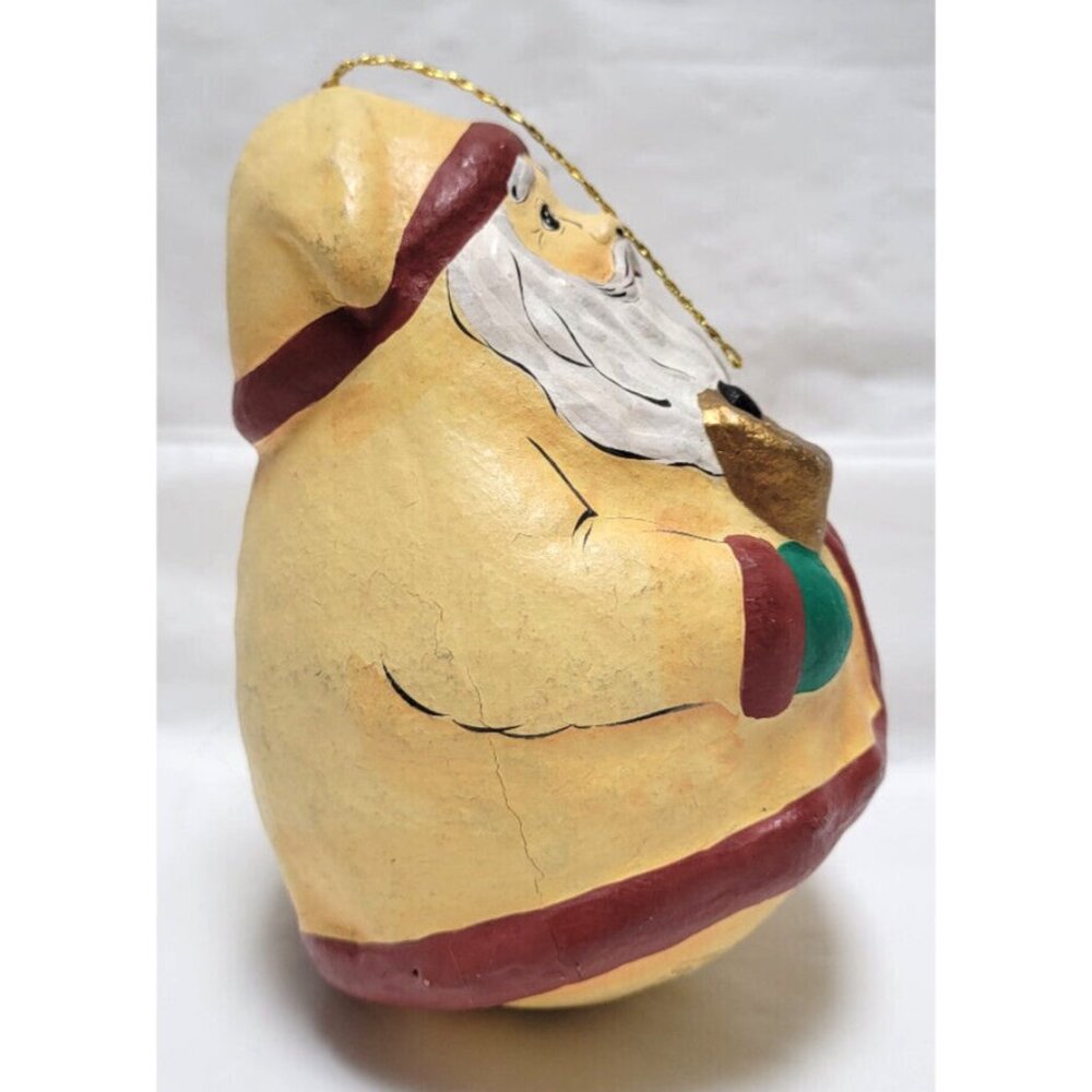 Vintage Roly Poly Santa with Bell Christmas Tree Ornament - Picture 4 of 6